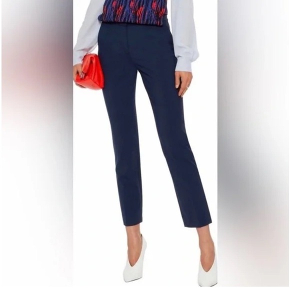 New Diane Von Furstenberg Tami Mid-Rise Straight Leg Pants Blue NWT Casual 4 - Picture 1 of 12